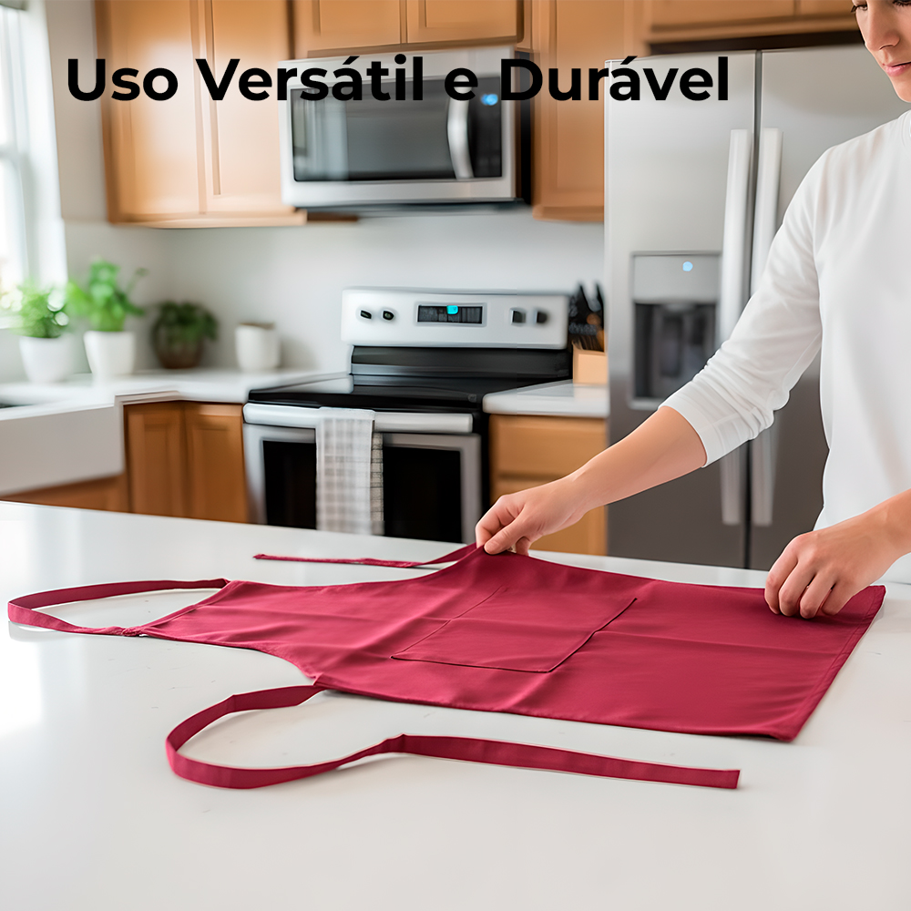 Avental Catiônico Vermelho Cozinha Impermeável Ajustável