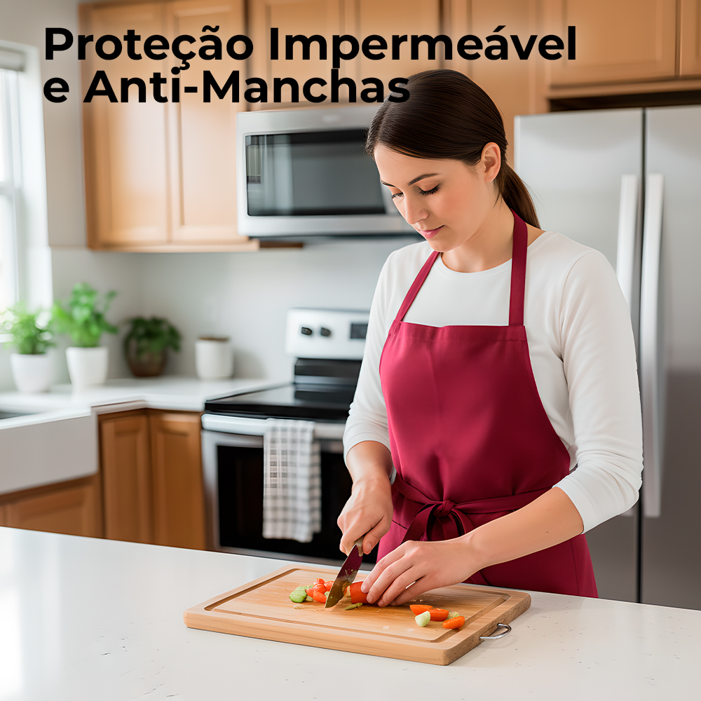 Avental Catiônico Vermelho Cozinha Impermeável Ajustável
