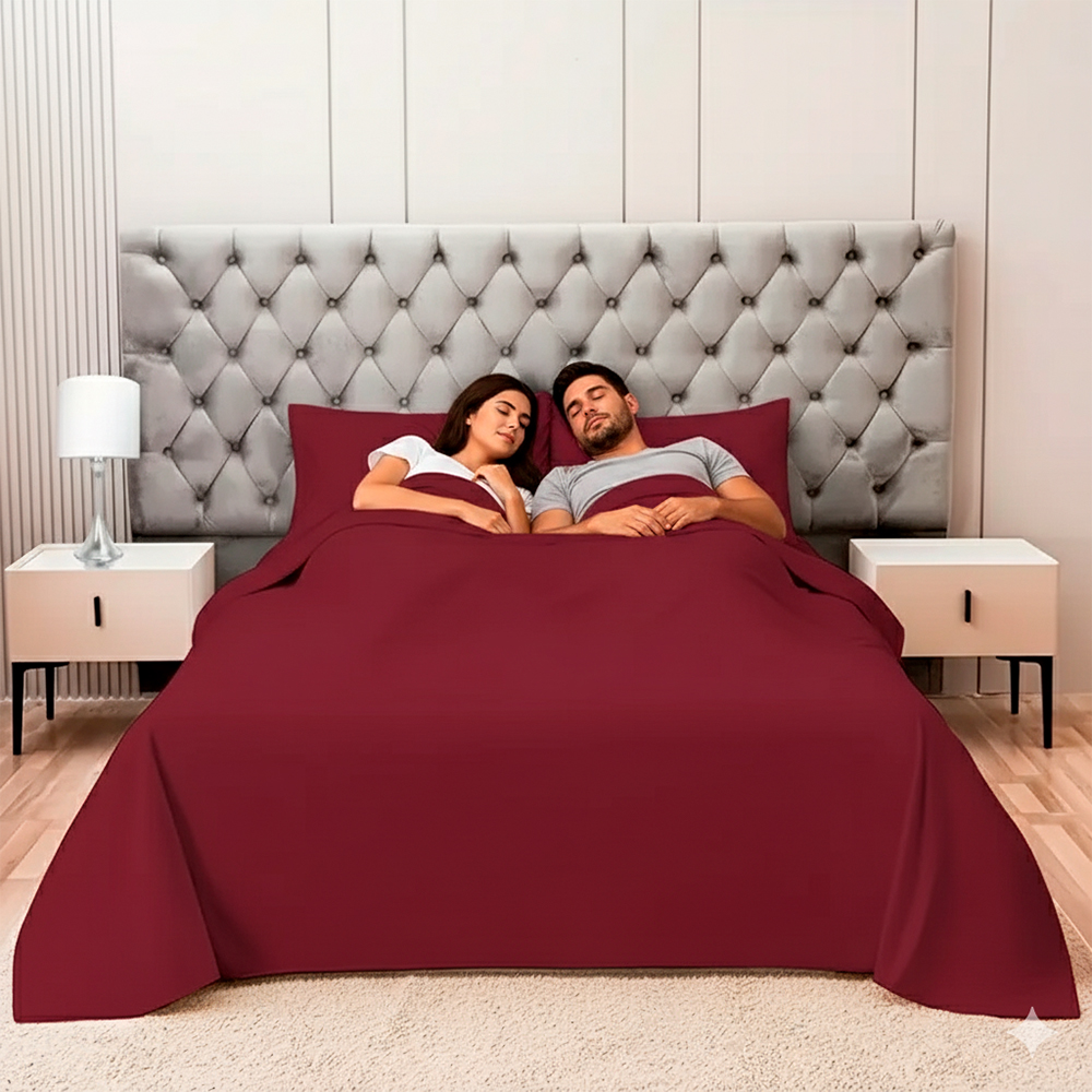 Jogo Lençol Microfibra Life 240x250cm Escovada Vermelho