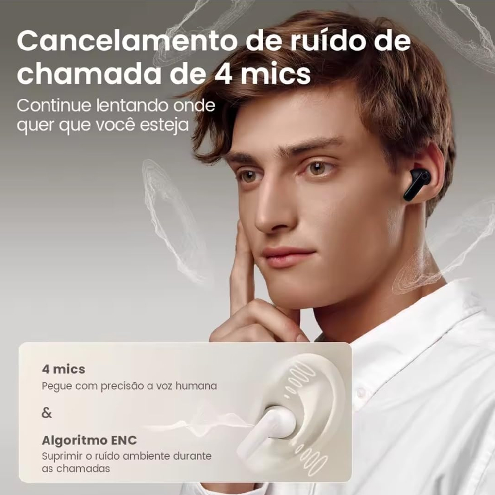 Haylou HQ5 - Fones ANC TWS, 4 Microfones, Drivers 10mm