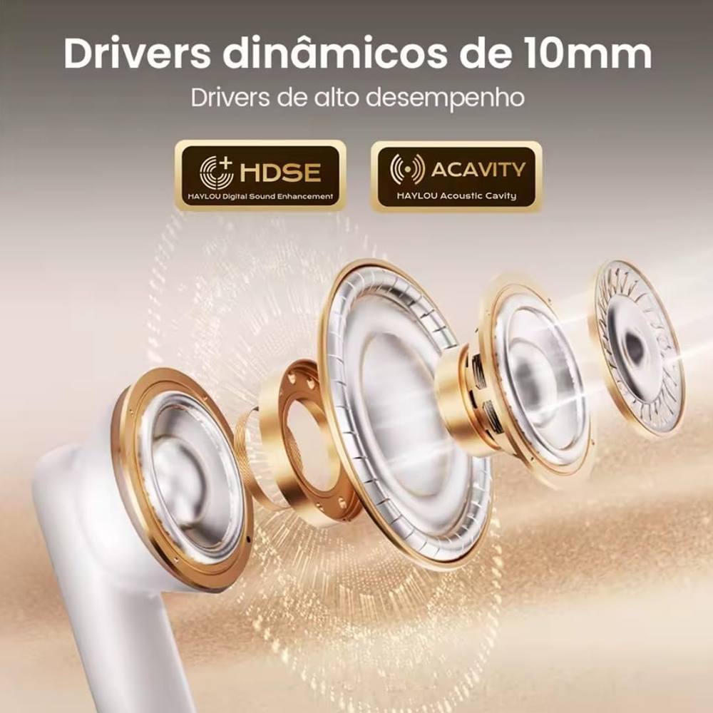 Haylou HQ5 - Fones ANC TWS, 4 Microfones, Drivers 10mm