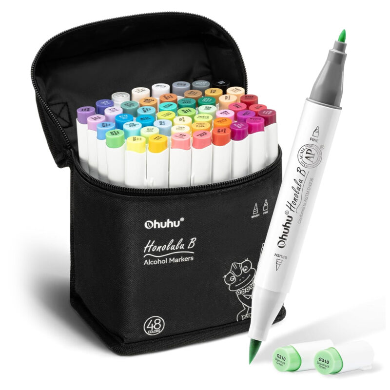 Ohuhu Honolulu Marcadores 48 Cores Ponta Dupla Álcool