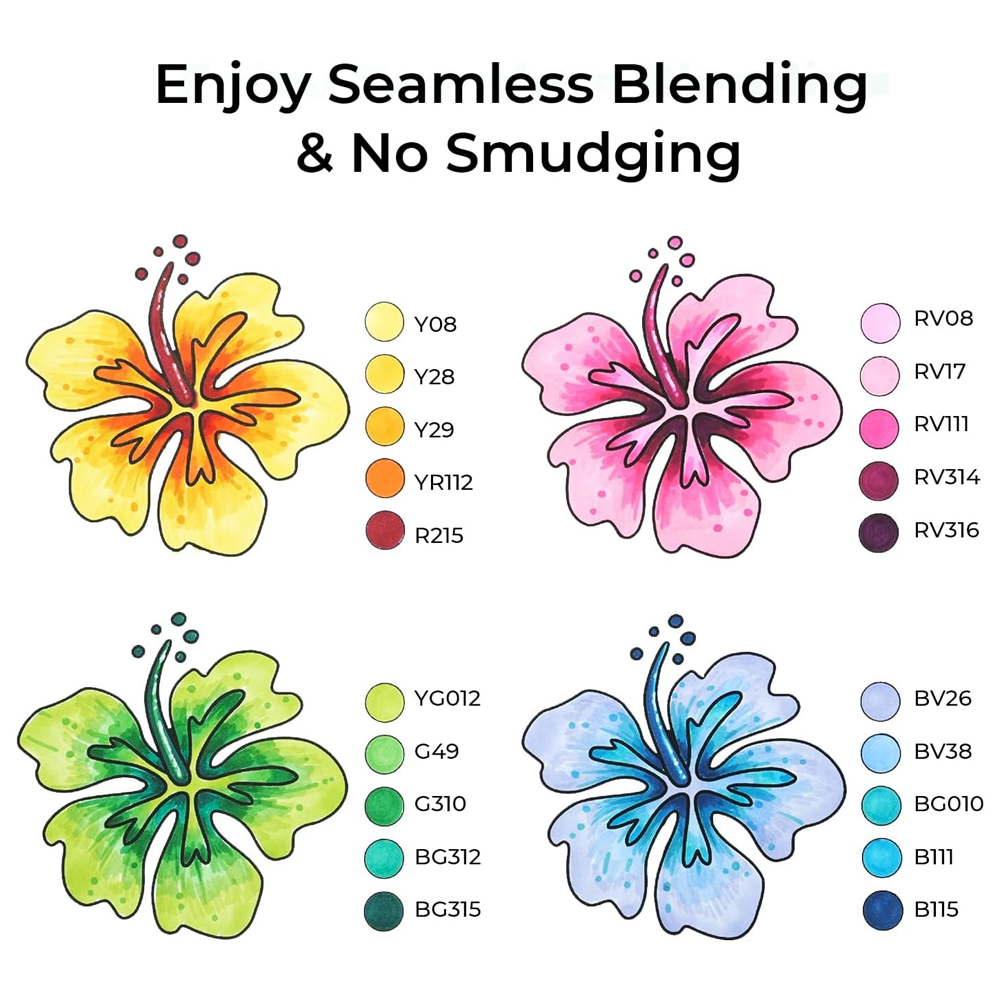 Ohuhu Oahu 100 Cores Marcadores Álcool Ponta Dupla Arte