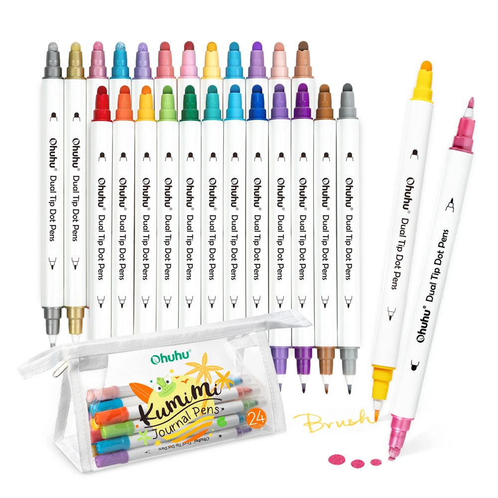 Marcadores Ponta Dupla Ohuhu 24 Cores Desenho e Retratos