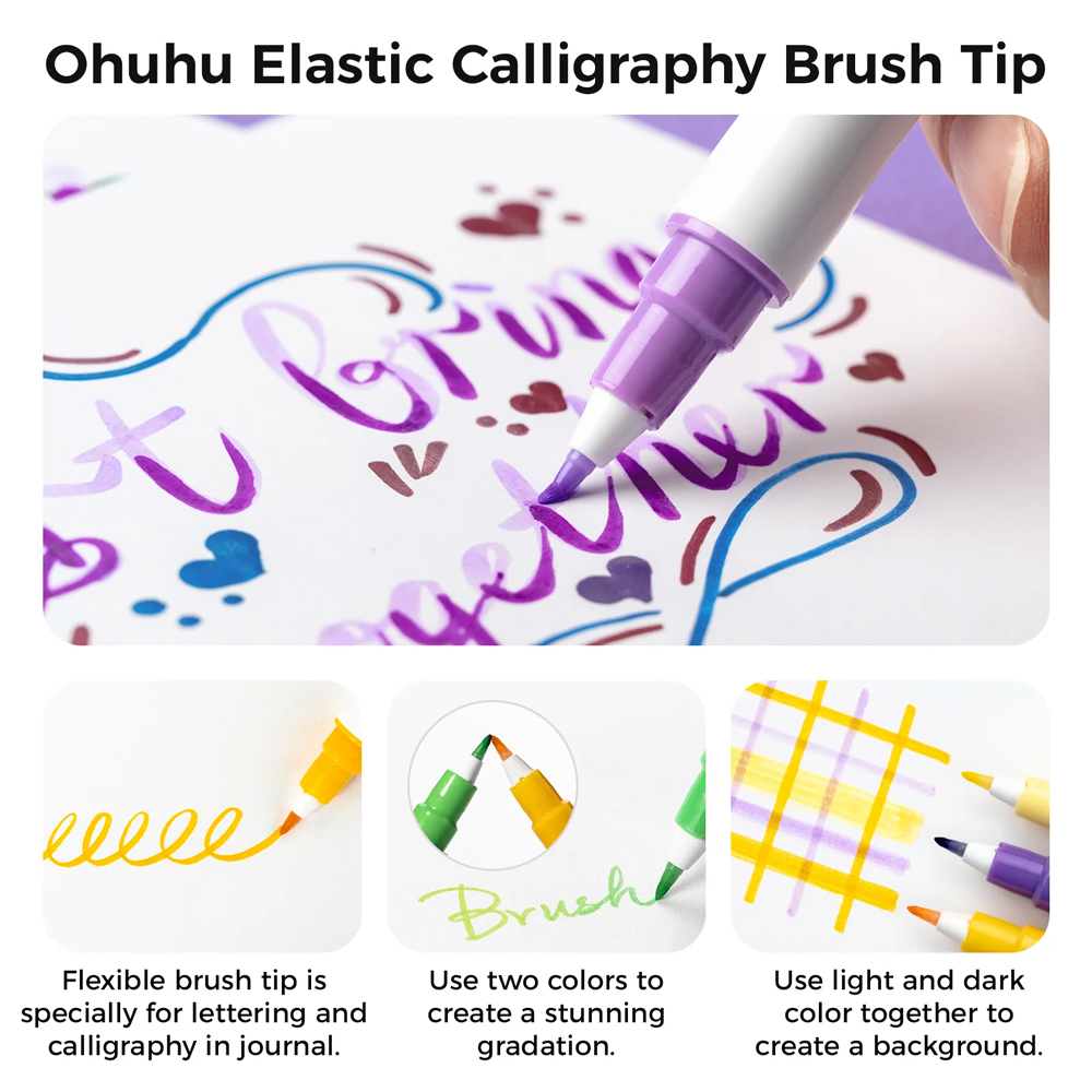 Marcadores Ponta Dupla Ohuhu 24 Cores Desenho e Retratos