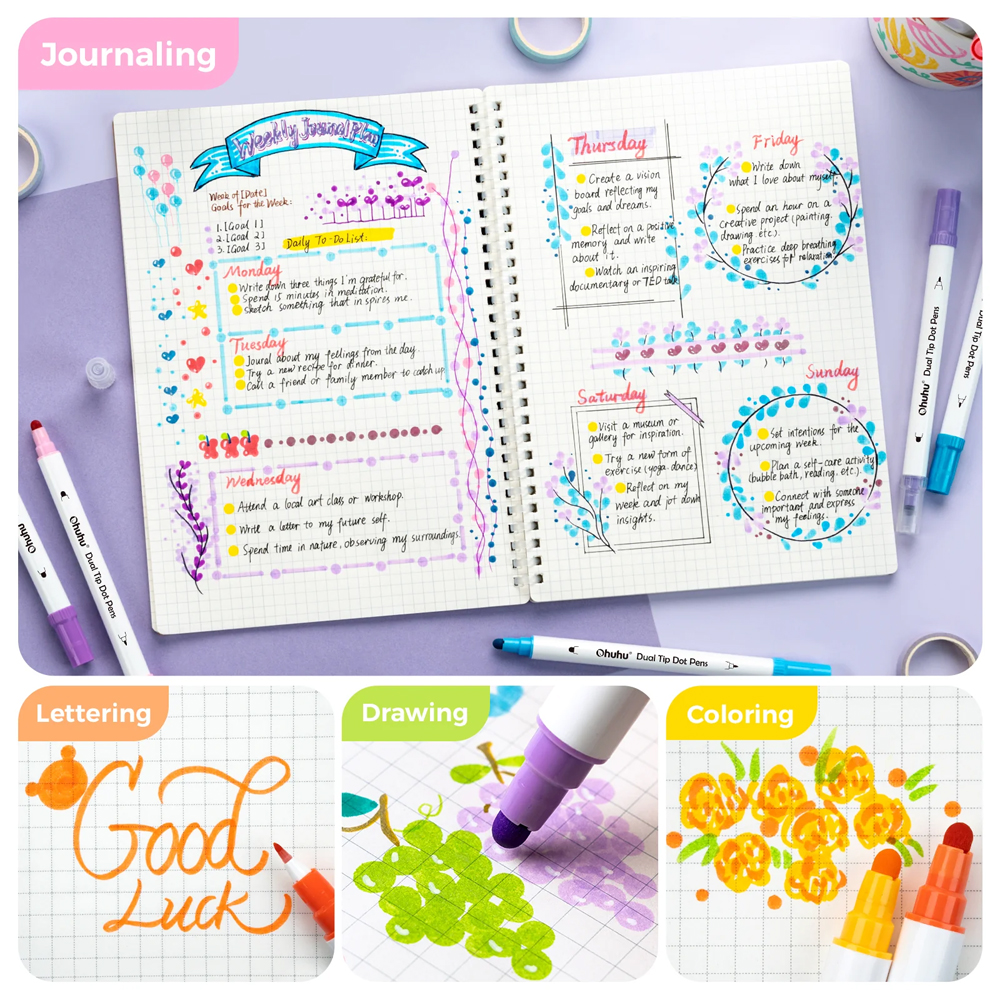 Marcadores Ponta Dupla Ohuhu 24 Cores Desenho e Retratos