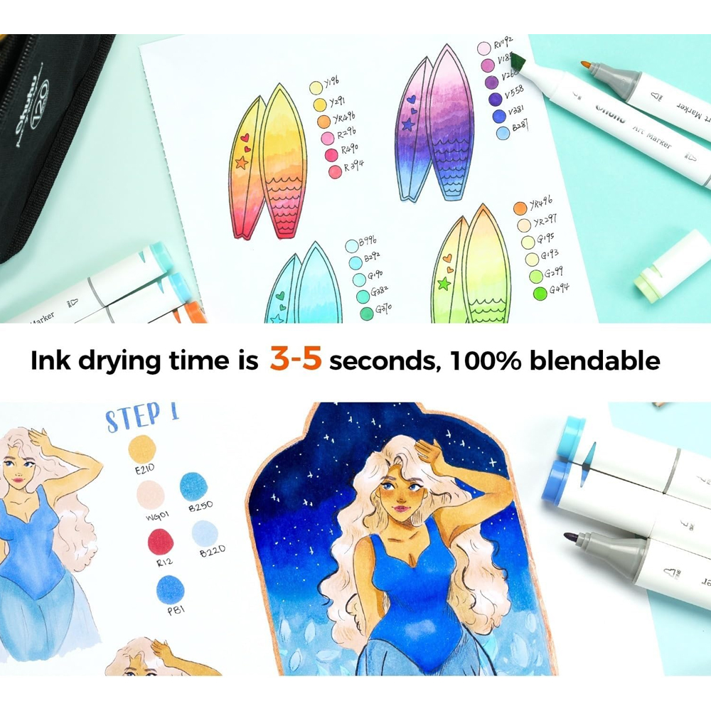 Bloco Desenho Esboço Ohuhu Dupla Face 150g Antivazamento