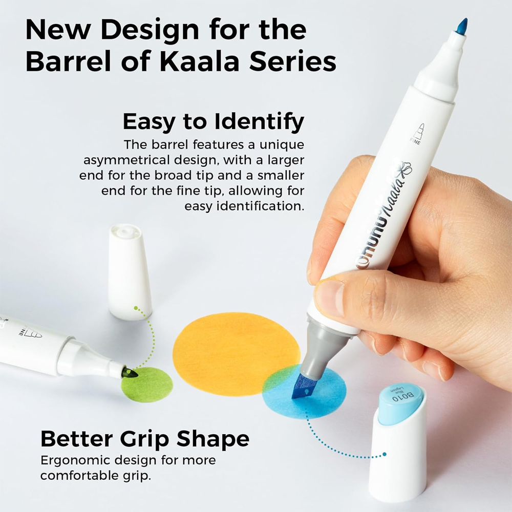 Ohuhu Kaala Marcadores 24 Cores Tons Pele Ponta Dupla