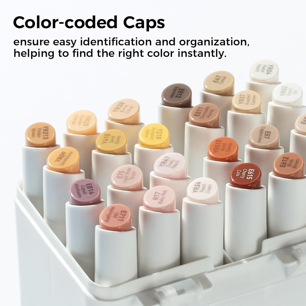 Ohuhu Kaala Marcadores 24 Cores Tons Pele Ponta Dupla