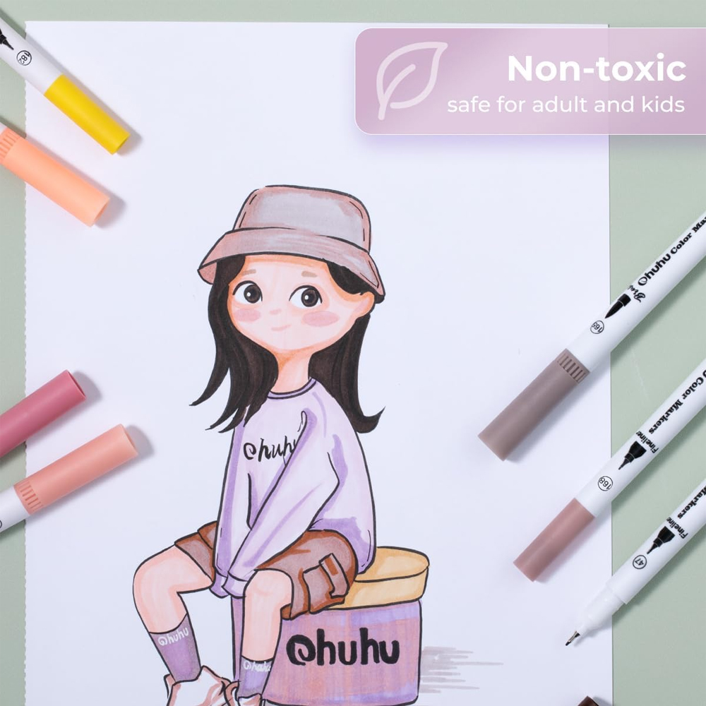 Marcador Ohuhu Maui 36 Tons Pele Brush Fina Aquarelável