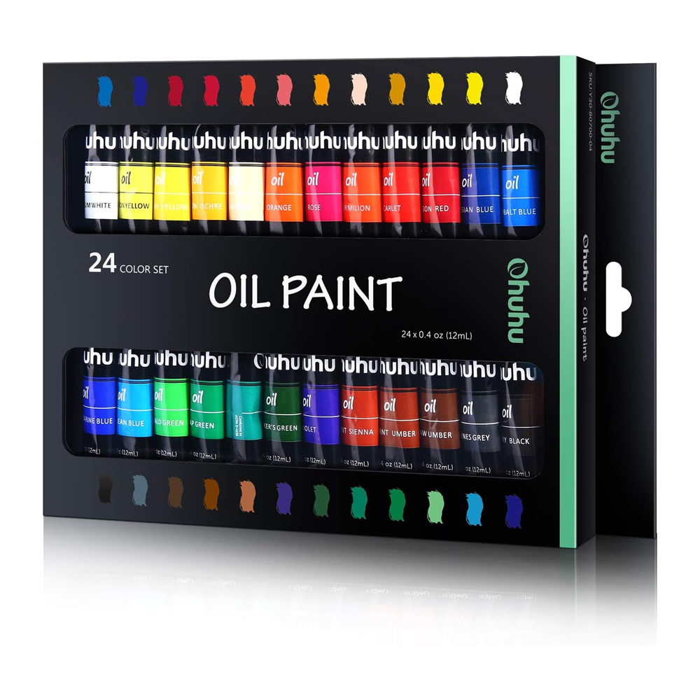 Conjunto Tinta Óleo Ohuhu 24 Cor 12ml Não Tóxica Pintura