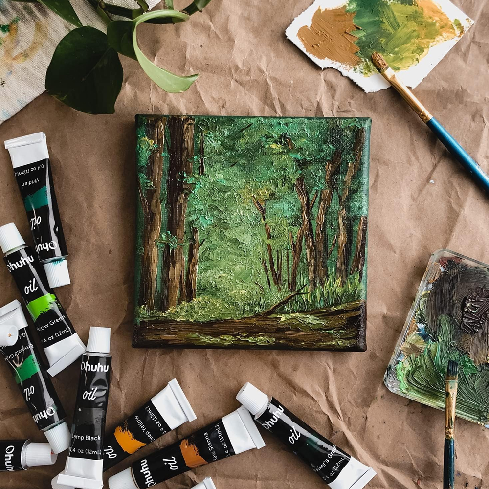 Conjunto Tinta Óleo Ohuhu 24 Cor 12ml Não Tóxica Pintura