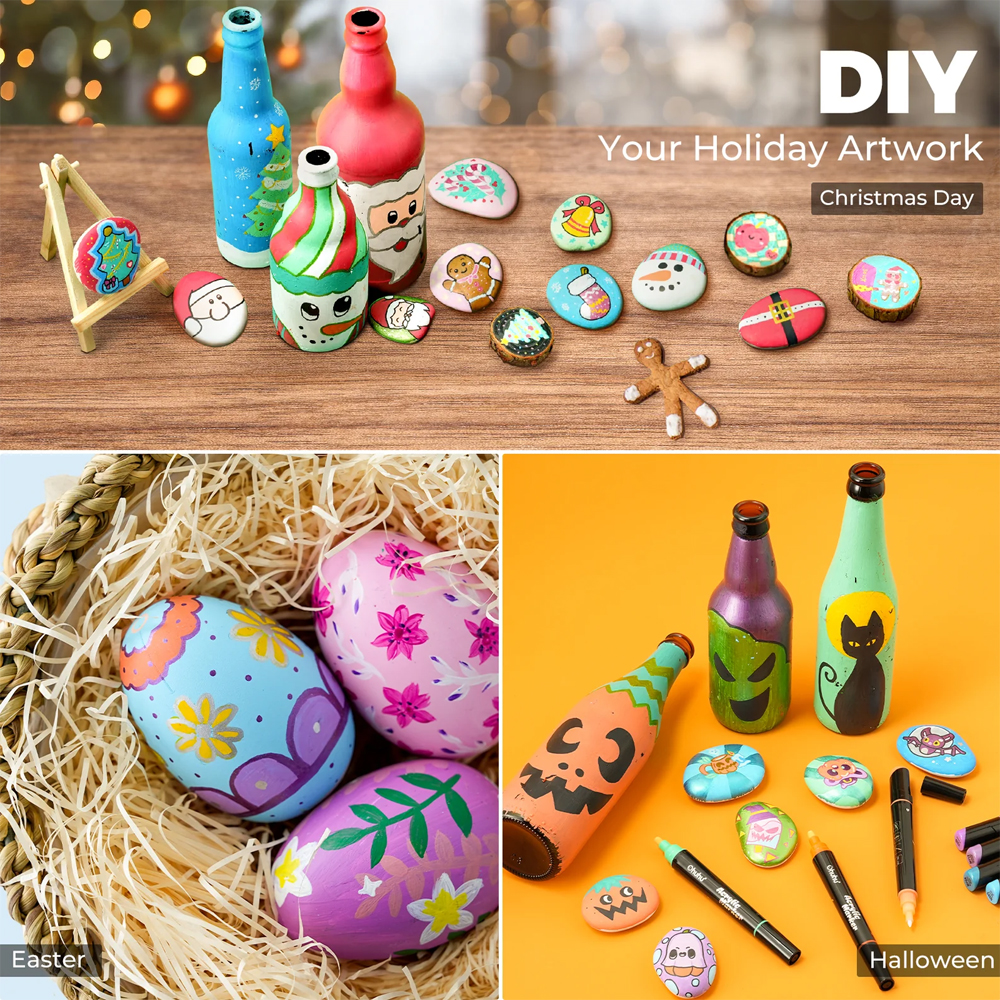 Canetas Acrílicas Ohuhu Ponta Dupla 30Cores Arte Pintura