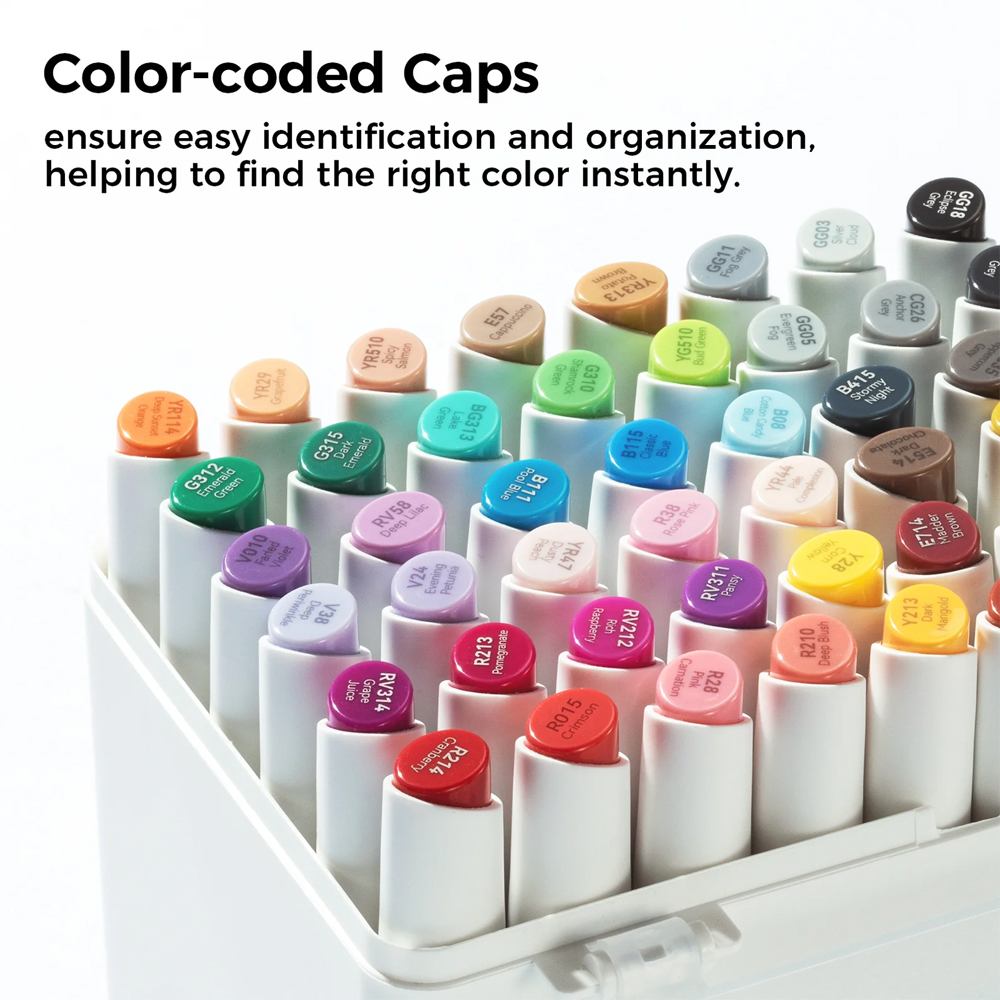 Ohuhu Kaala 60 Cores Marcadores Álcool Ponta Dupla Arte