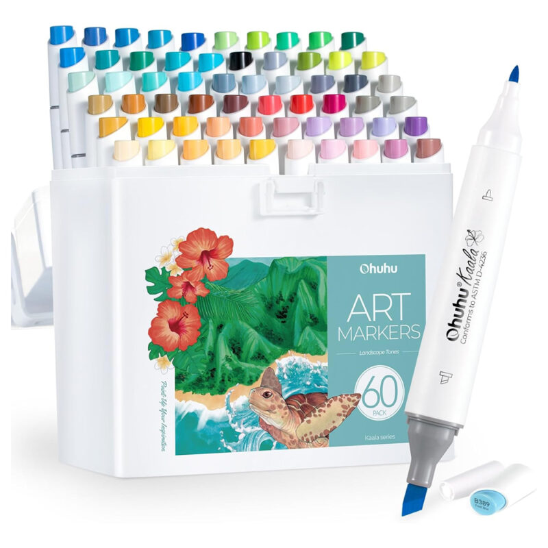 Ohuhu Kaala 60Cors Marcador Álcool Ponta Dupla Artístico