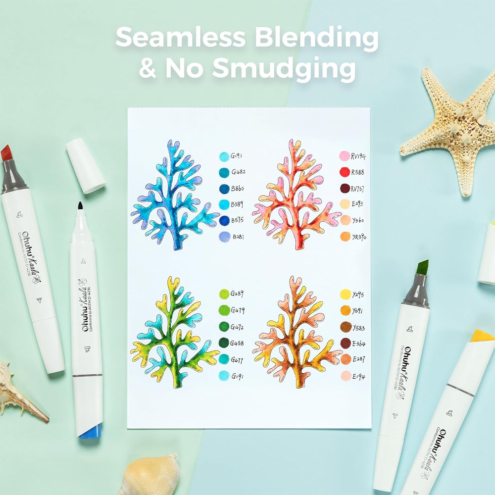 Ohuhu Kaala 60Cors Marcador Álcool Ponta Dupla Artístico