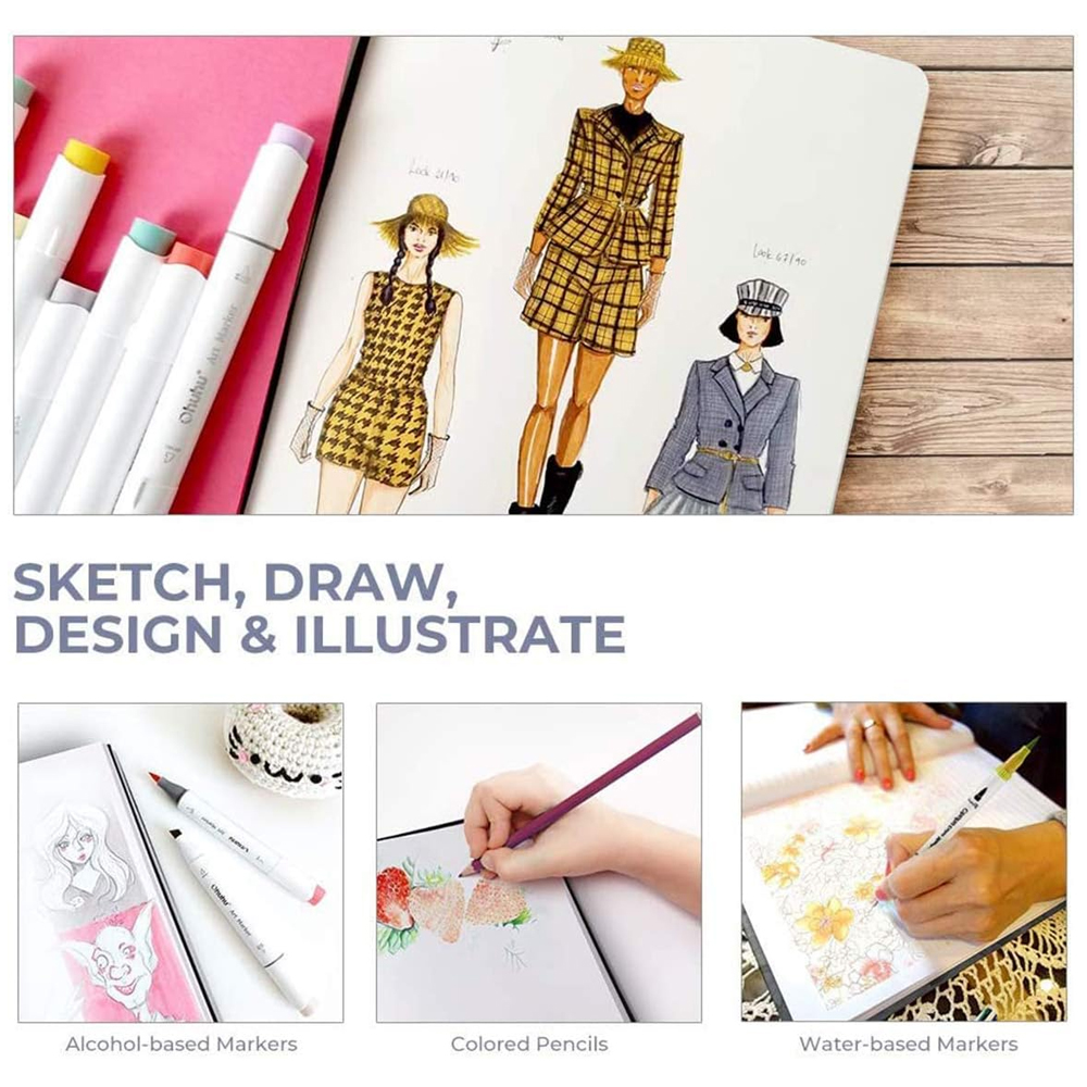 Bloco Desenho Artístico Ohuhu Marcador Arte 30 Folhas