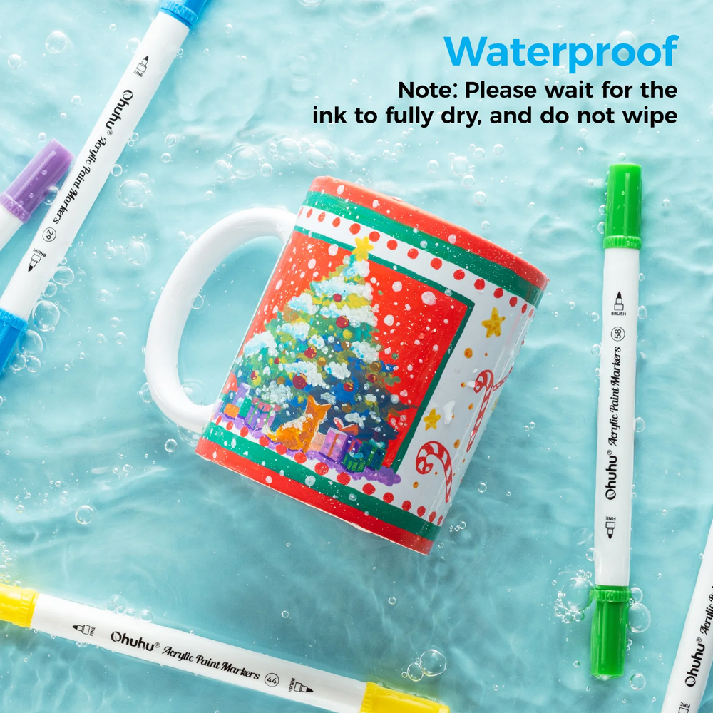 Ohuhu Marcadores Acrílicos 36 Cores Ponta Dupla Pintura