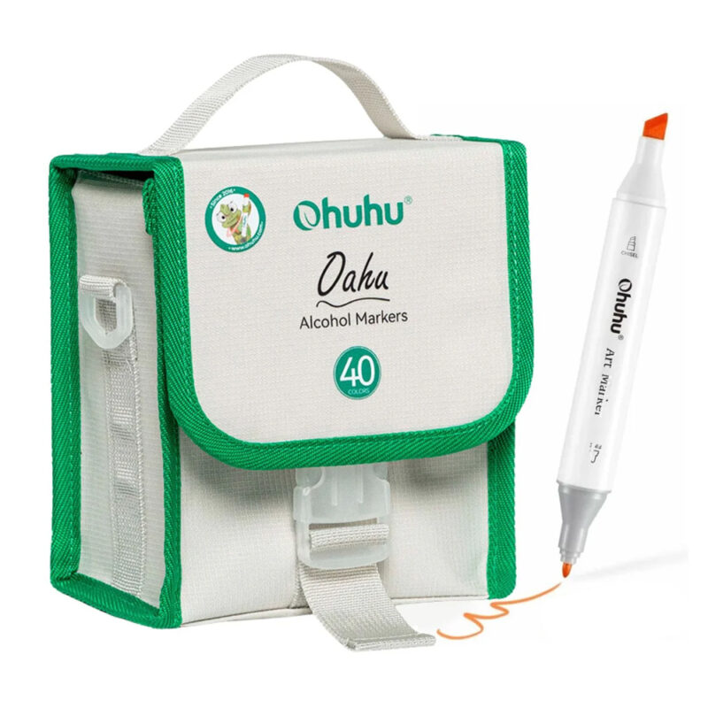 Ohuhu Oahu 40 Cores Marcadores Álcool Ponta Dupla Arte
