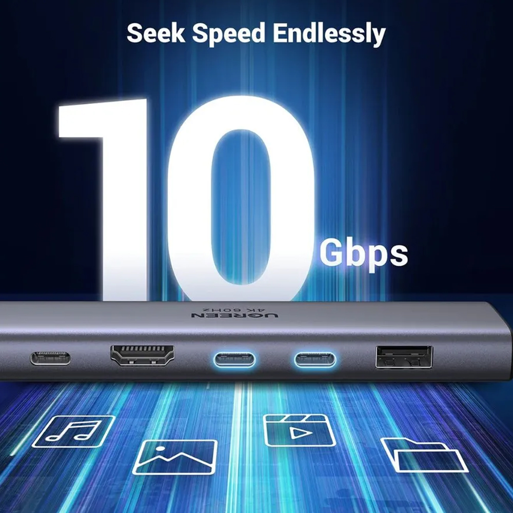 Hub Usb C 7in1 Ugreen 4k Hdmi 100W Pd Adaptador Portátil