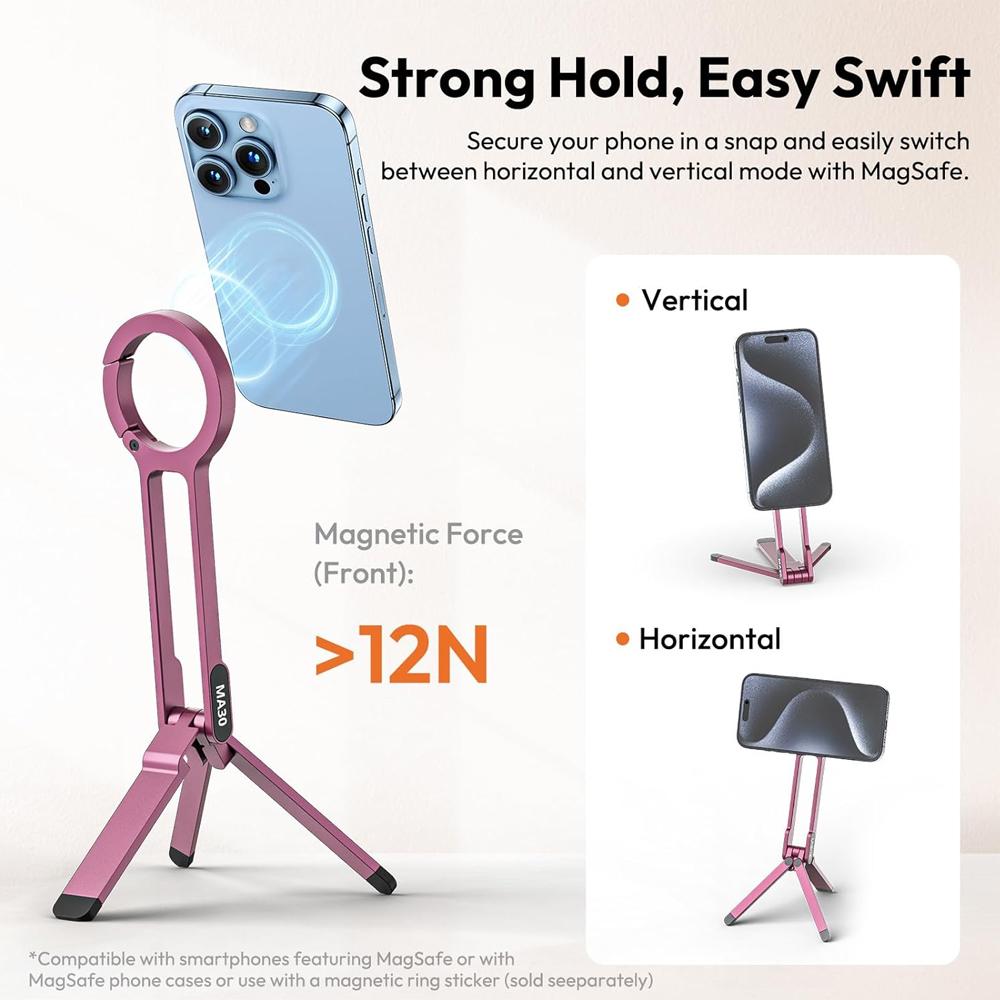 Suporte Tripé Ulanzi MA30 Celular Magnético Rosa Estável