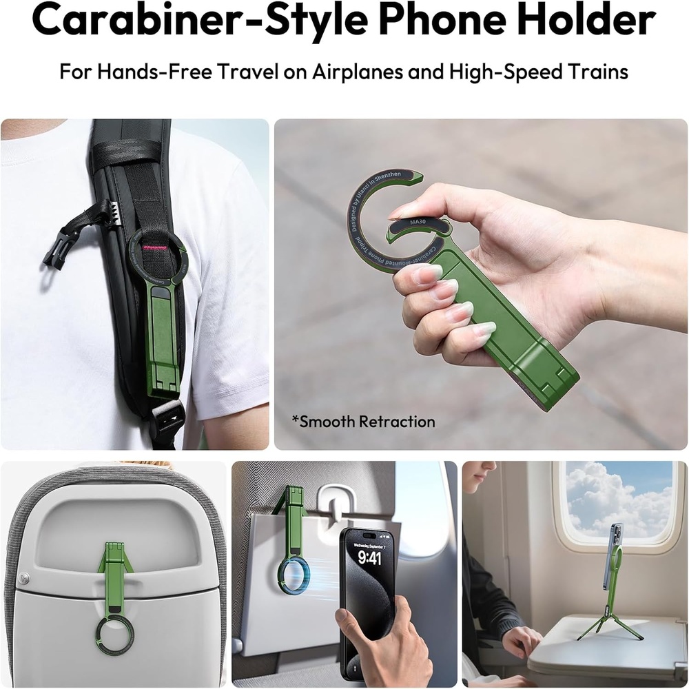 Ulanzi MA30 Tripé Celular Portátil Com Mosquetão Verde