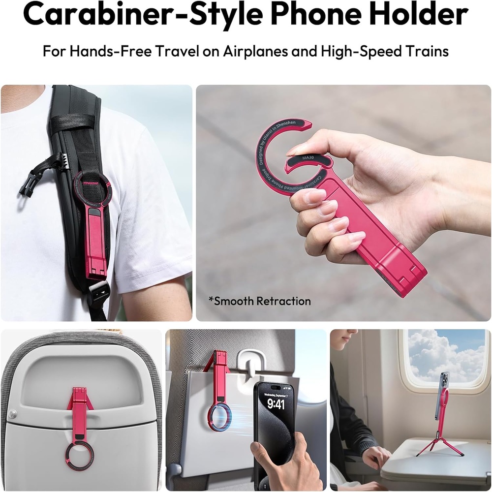 Tripé Celular Mosquetão Ulanzi MA30 Portátil Vermelho