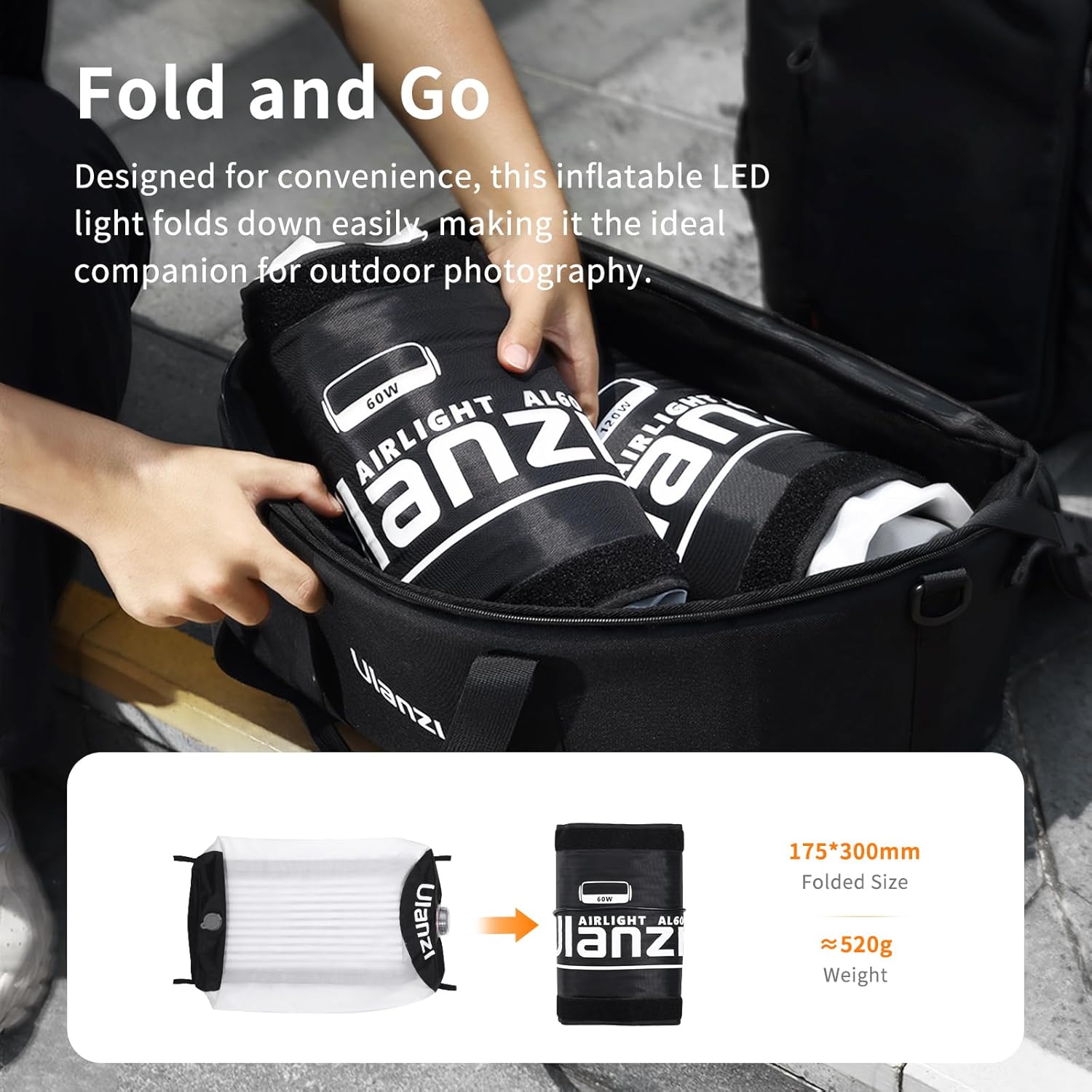 Ulanzi AL60 Luz Tubo LED 60W Portátil Para Fotografia