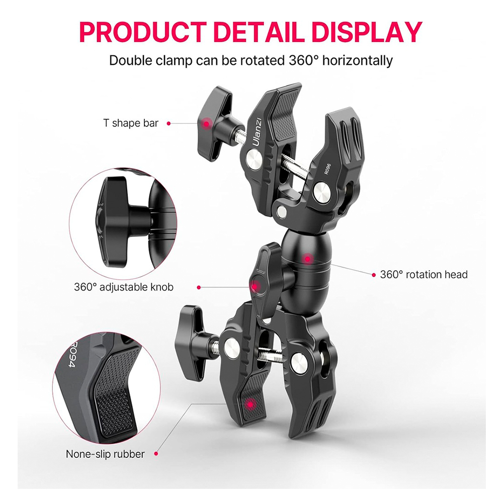 Ulanzi R096 Super Clamp Duplo Articulado Câmera Monitor