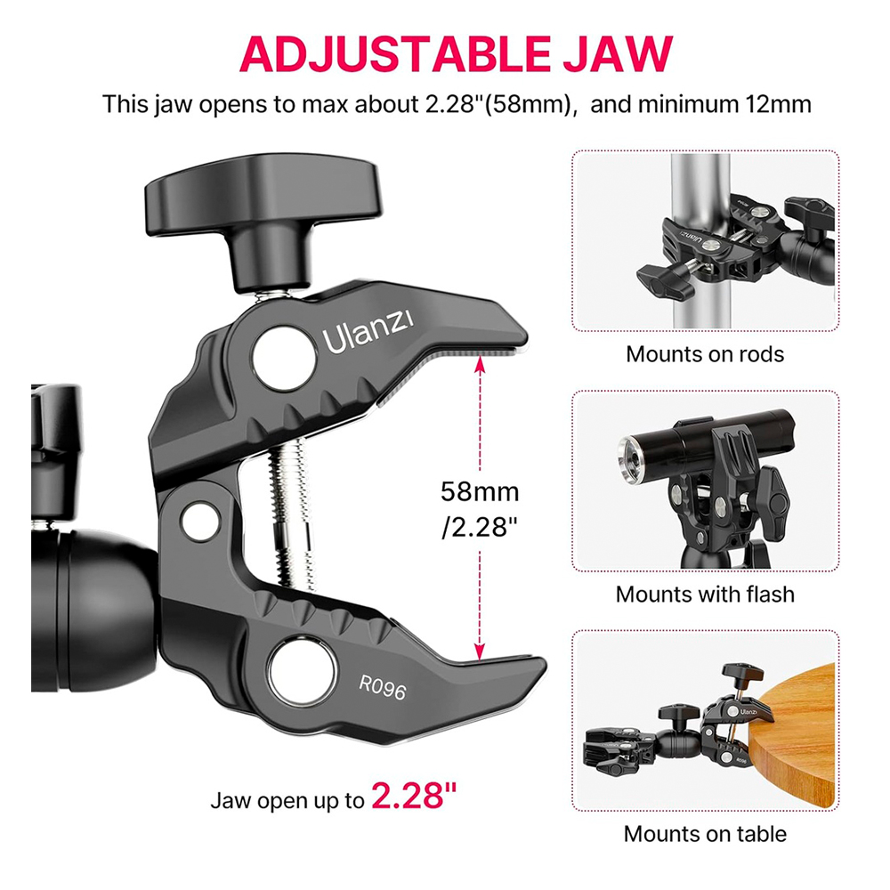 Ulanzi R096 Super Clamp Duplo Articulado Câmera Monitor