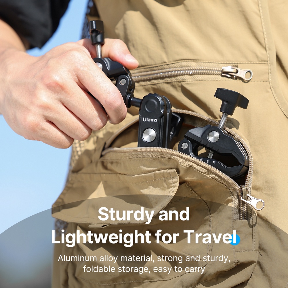 Ulanzi CO17 Super Clamp Braço Mágic Dual Ballhead Câmera