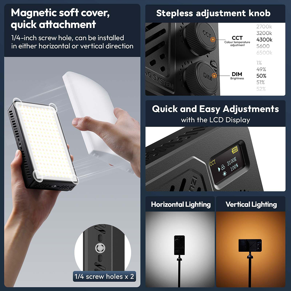 Luz Vídeo Ulanzi L129 Bi-color 40W Portátil 2700K−6500K