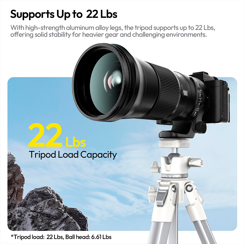 Tripé Ulanzi Ombra II T155 Branco Viagem 1,5M Carga 10kg
