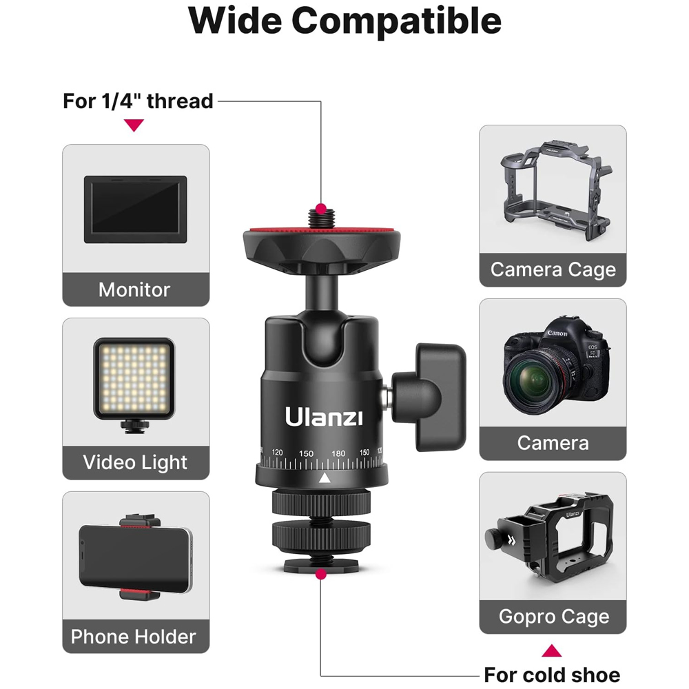 Ulanzi Cabeça Tripé Panorâmica + Adaptador Sapata Dupla