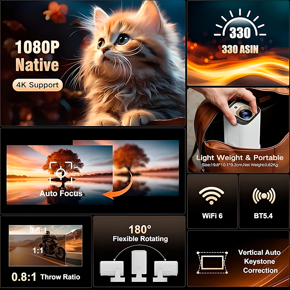 Miniprojetor Magcubic HY310 4K1080P Foco Auto Android 14