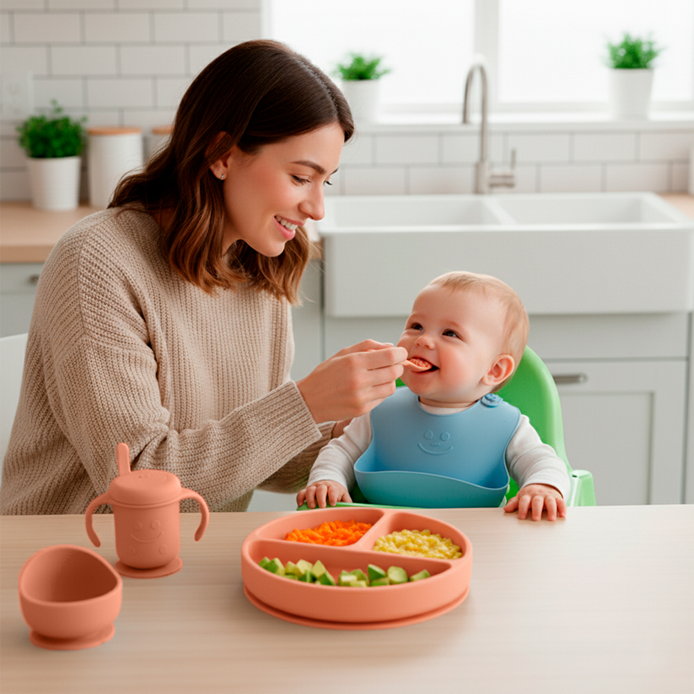 Kit Alimentação para Bebê Life CR-001 Silicone Laranja