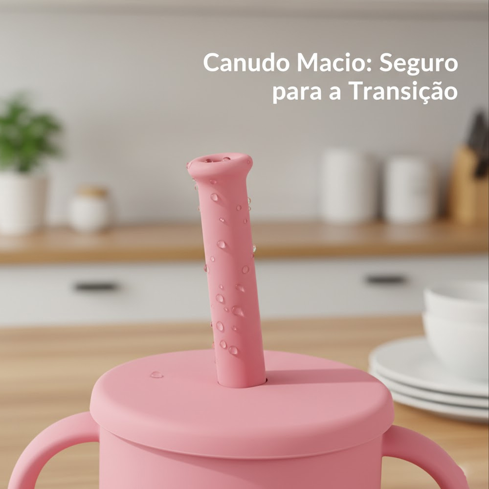 Copo Treinamento Life C/ Canudo 150ml Rosa Infantil Bebê