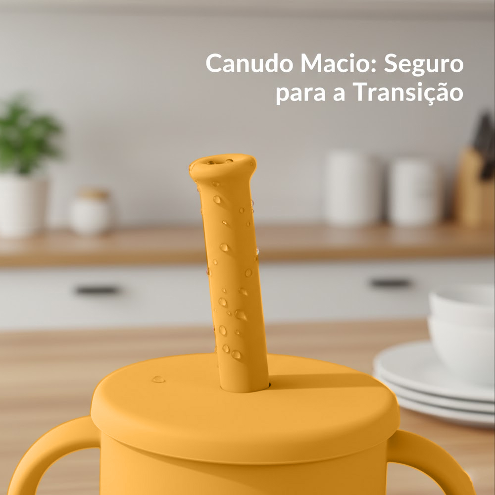 Copo Treinamento Life Com Canudo Para Bebê Laranja 150ml