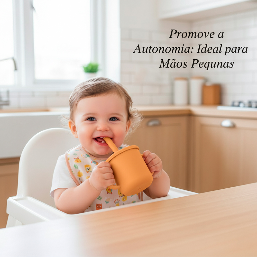 Copo Treinamento Life Com Canudo Para Bebê Laranja 150ml