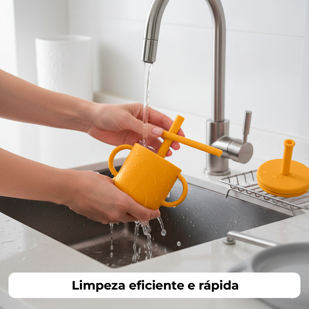 Copo Treinamento Life Com Canudo Para Bebê Laranja 150ml