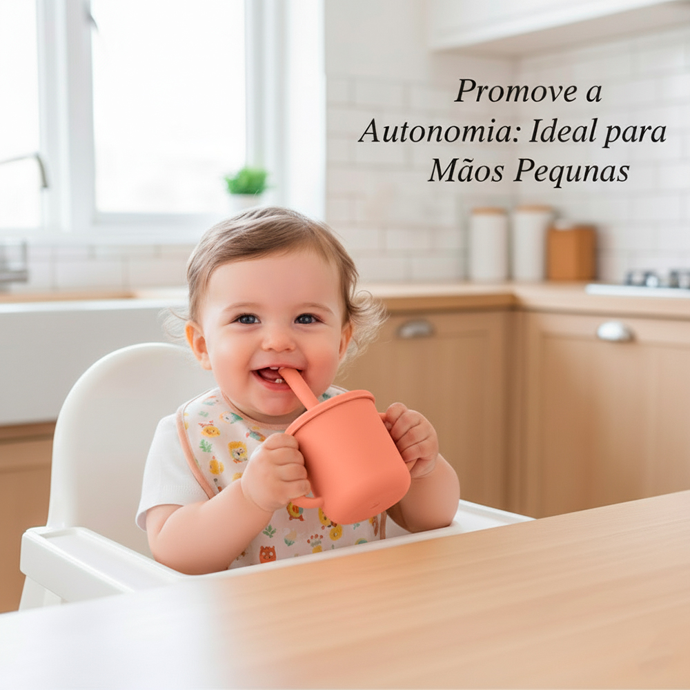 Copo Treinamento Life Com Canudo 150ml CT-126 Marrom