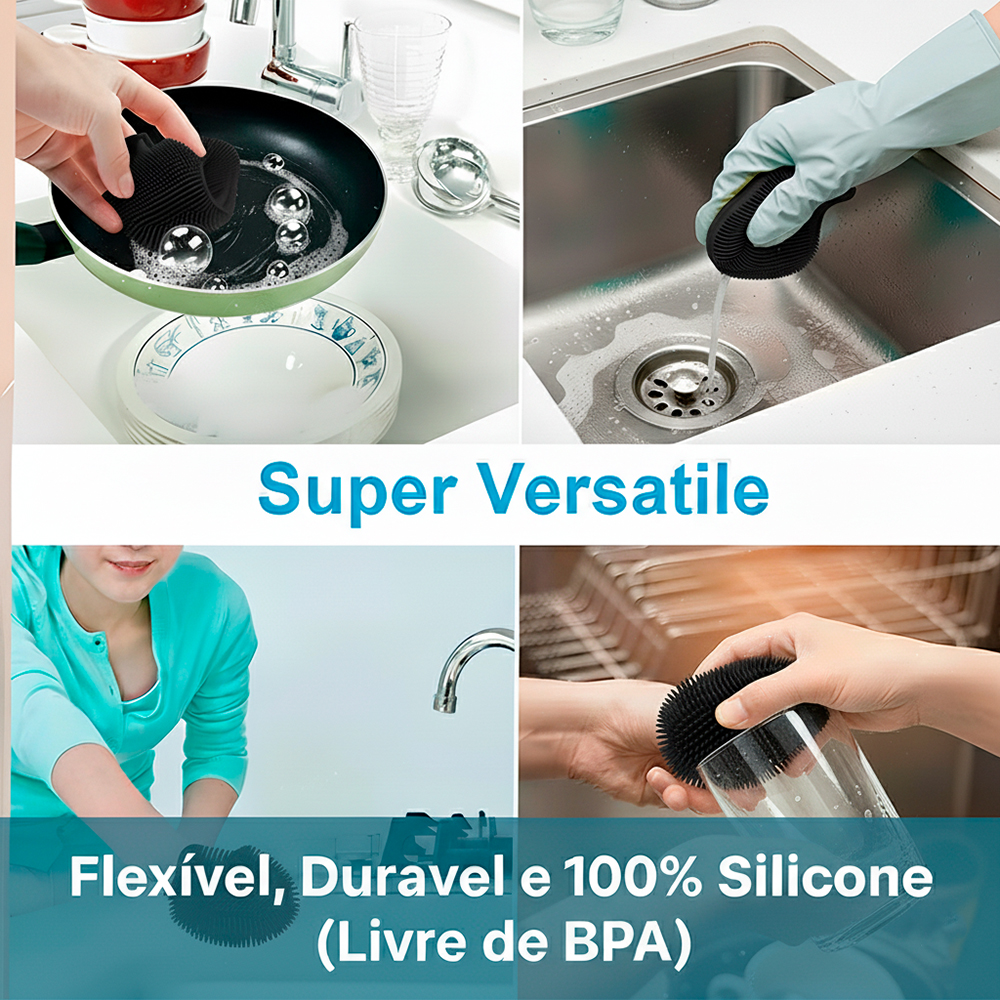 Esponja Silicone Life CT-202 Para Louça e Cozinha Preta