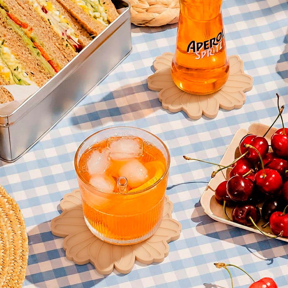 Porta Copos Life Silicone CT-252 Bege Descanso Mesa