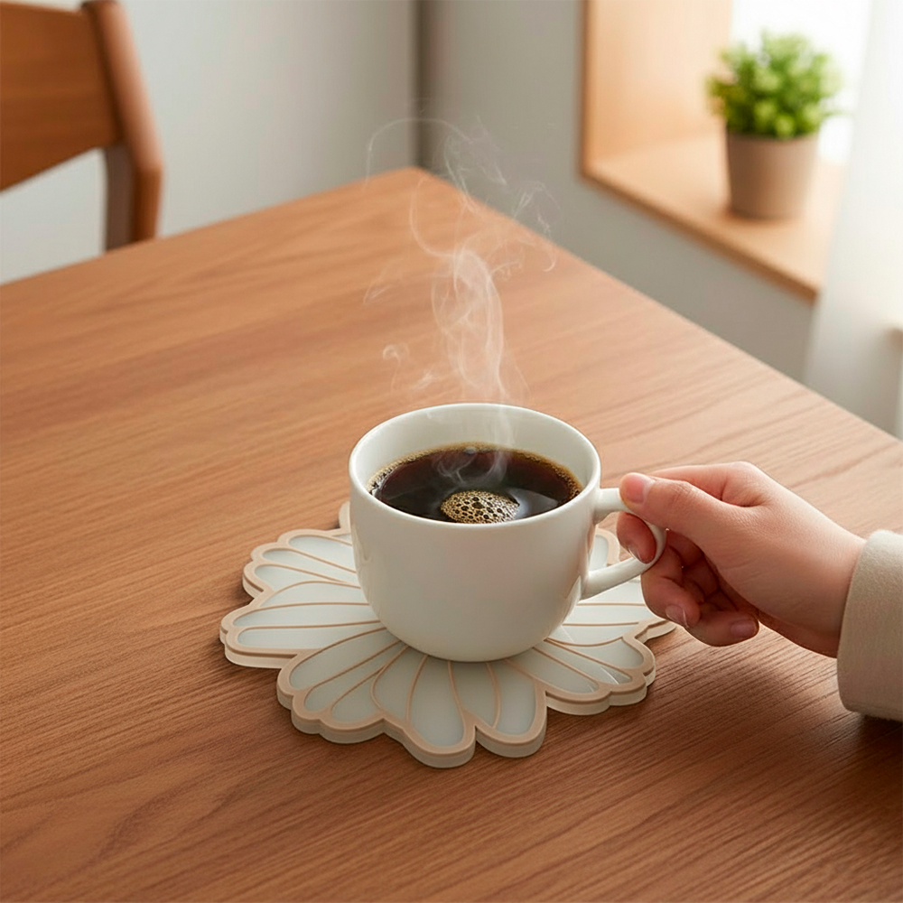 Porta Copos Life Silicone CT-252 Bege Descanso Mesa