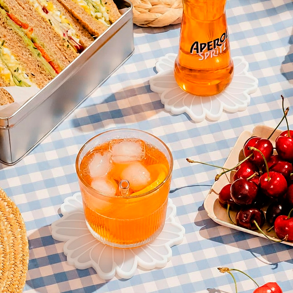 Porta Copos Life Silicone CT-252 Branco Descanso Mesa