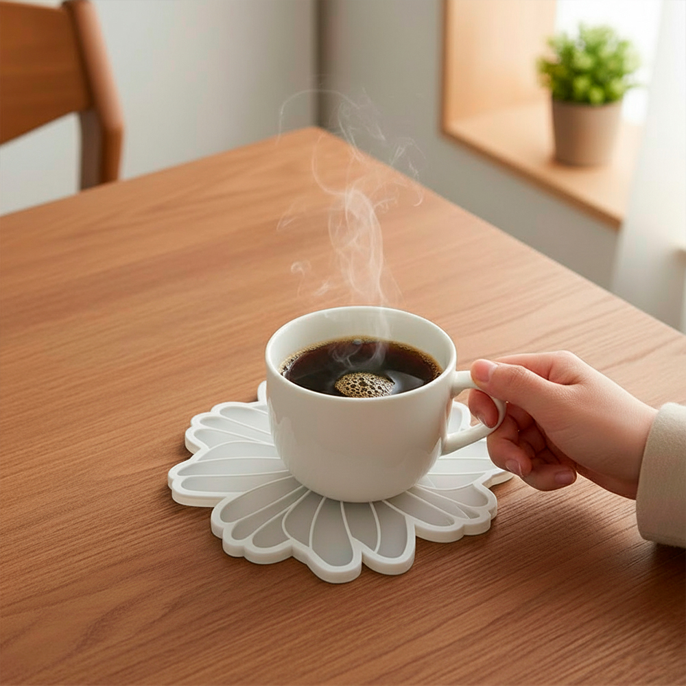 Porta Copos Life Silicone CT-252 Branco Descanso Mesa