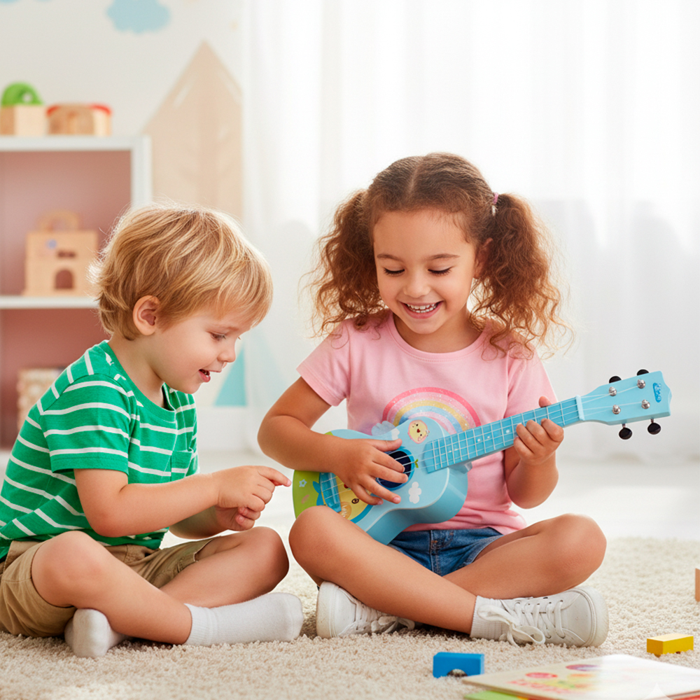 Ukulele Baoli Instrumento Musical Infantil Plástico Azul