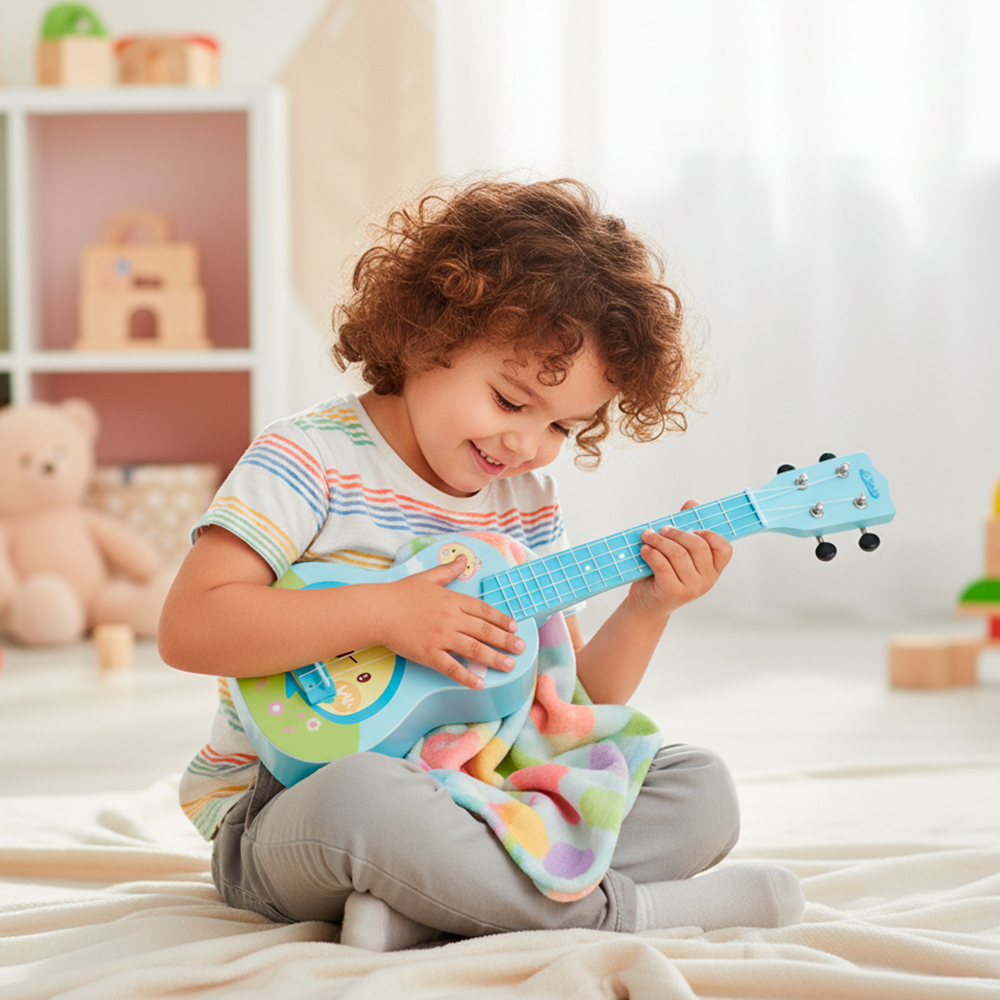 Ukulele Baoli Instrumento Musical Infantil Plástico Azul