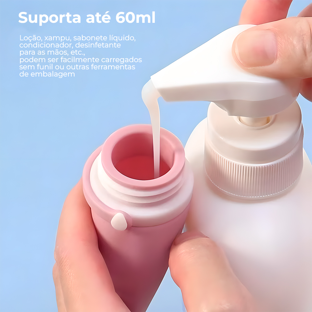 Kit 4 Frascos De Silicone Life Para Viagem 60ml