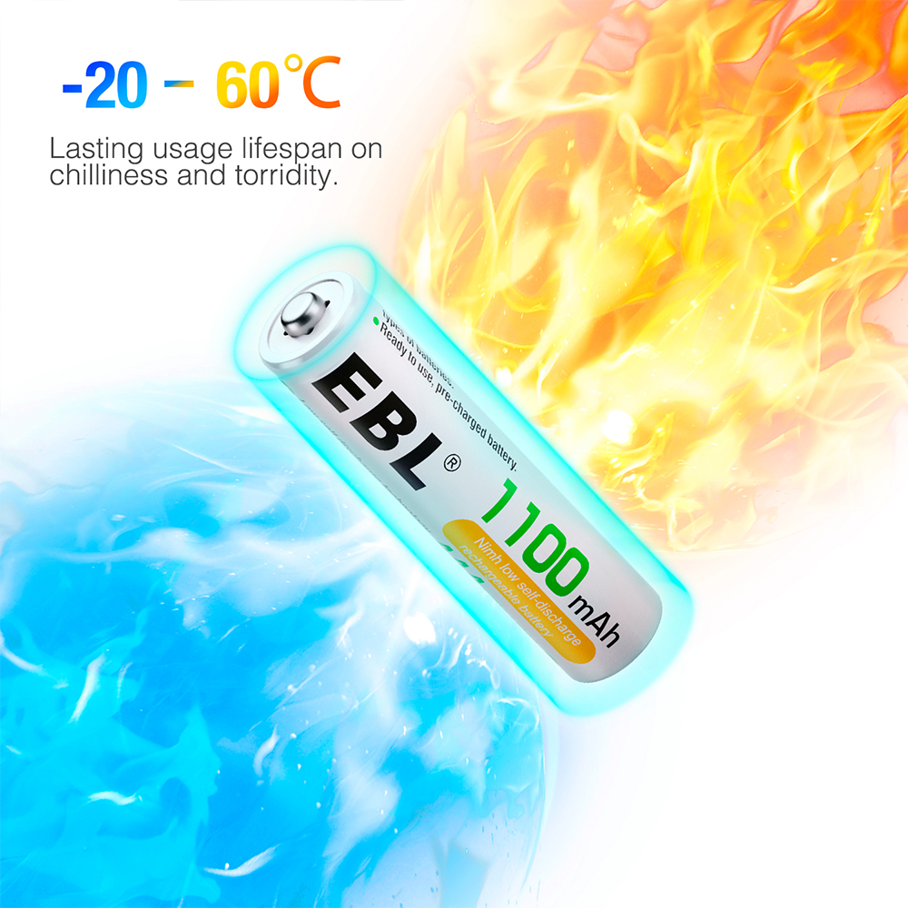 Pilhas Recarregáveis AAA 1.2V EBL 1100mAh Kit 4 Unidades